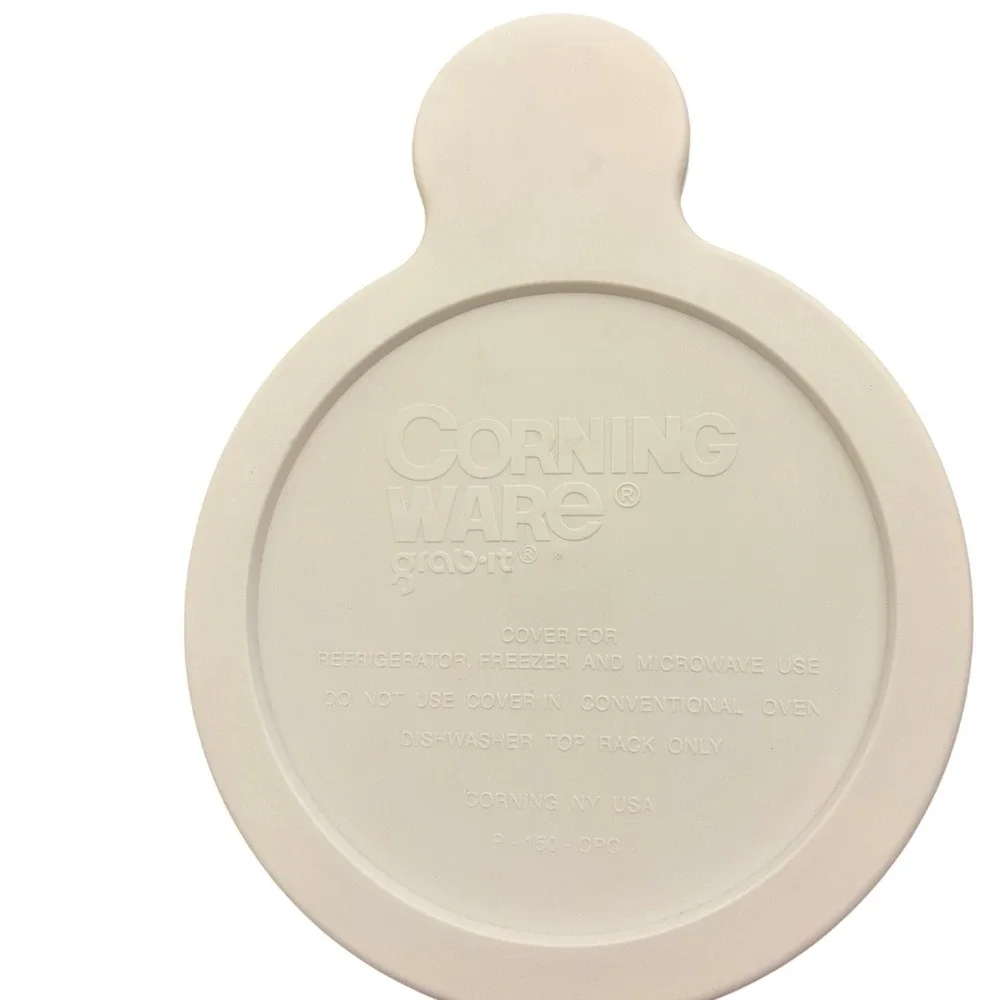 Corning Ware Grab-It 15 oz White Stoneware Bowl‎ with Plastic Lid Vintage